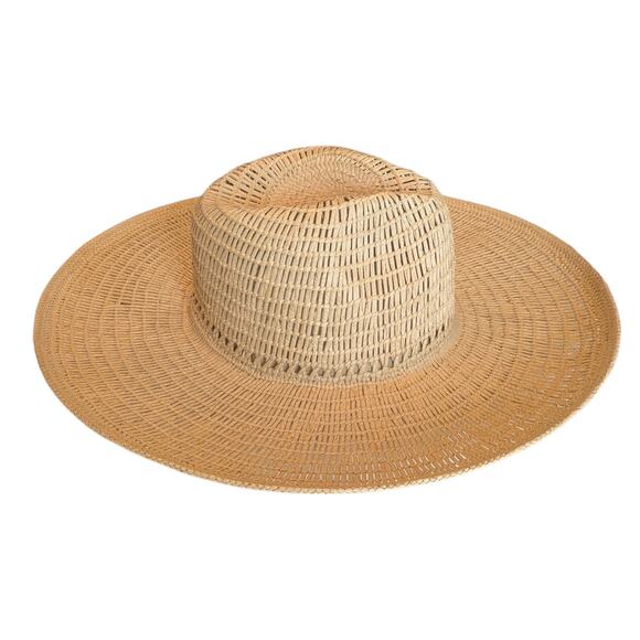 Universal Thread Round Straw Panama Beach Hat Tan Adjustable Fit - Picture 3 of 11
